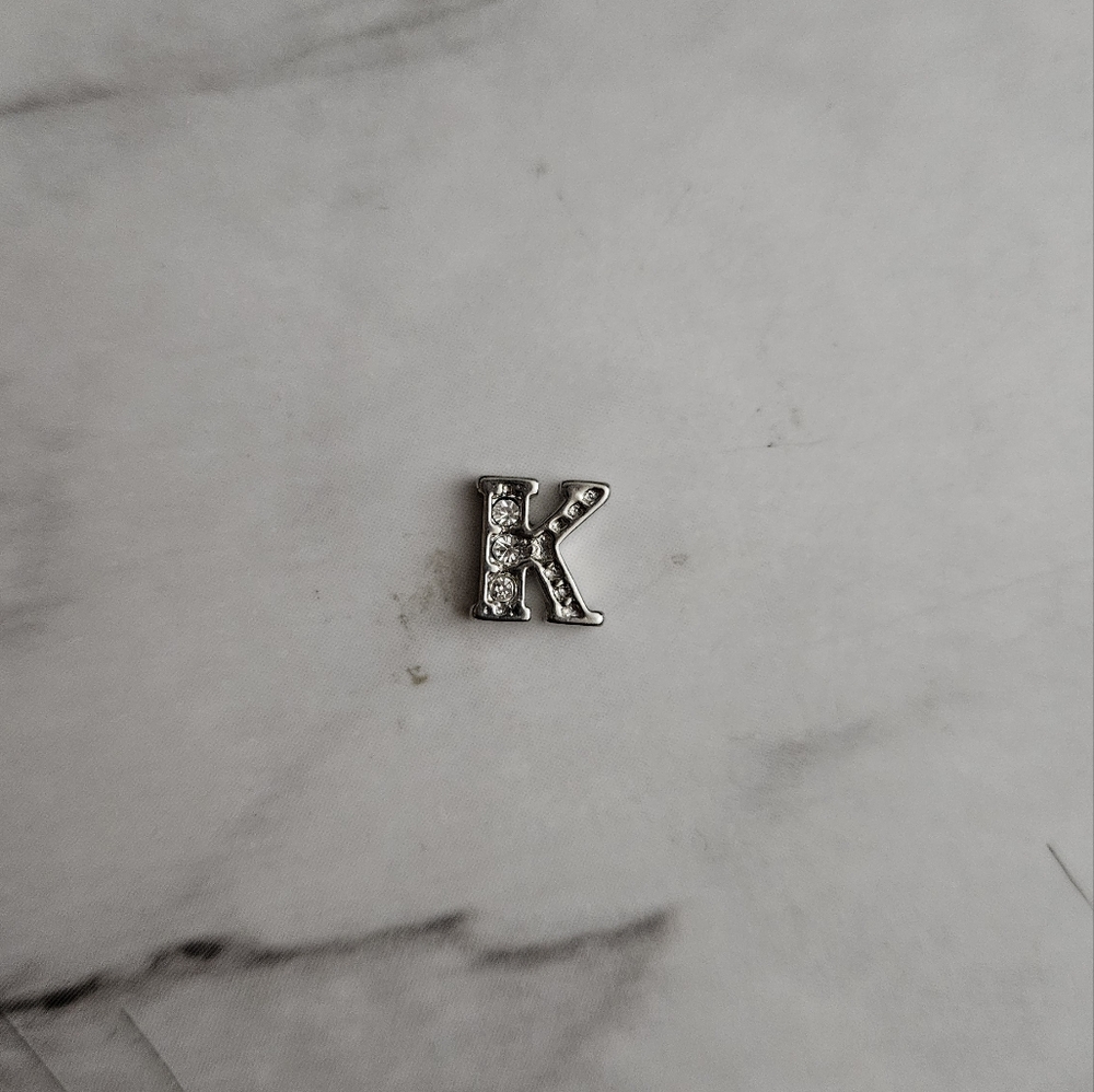 (3/$15) Origami Owl Silver Rhinestone Mini Letter K Locket Charm Necklace Charm